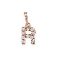 14KR 7mm 10Dia.052ct Diamond Block Letter R Initial Charm