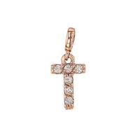 14KR 7mm 6dia.0312ct Diamond Block Letter T Initial Charm