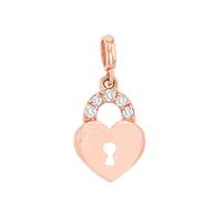 14KR 10x6mm 5dia.025ct Diamond Heart Padlock Charm