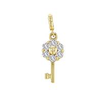 14KY 10x4mm 6dia.07ct Diamond Key Charm