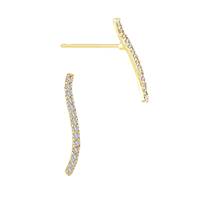 14KY 16mm 14dia.07ct Diamond Single Row Curved Bar Stud Earring