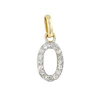 14KY 8mm Diamond Block Script Number 0 Charms