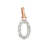 14KR 8mm Diamond Block Script Number 0 Charms