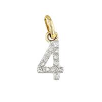 14KY 8mm Diamond Block Script Number 4 Charms