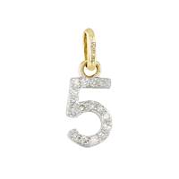 14KY 8mm Diamond Block Script Number 5 Charms