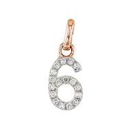 14KR 8mm Diamond Block Script Number 6 Charms