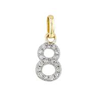 14KY 8mm Diamond Block Script Number 8 Charms