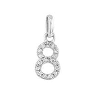 14KW 8mm Diamond Block Script Number 8 Charms