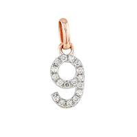 14KR 8mm Diamond Block Script Number 9 Charms