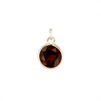 14KY 6mm Round Bezel Set Charm January BirthstoneGarnet