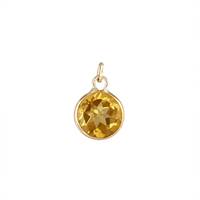 14KY 5mm Round Bezel Set Charm November BirthstoneCitrine