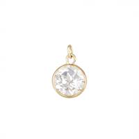 14KY 6mm Round Bezel Set Charm February BirthstoneWhite Topaz