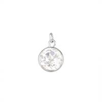 14KW 5mm Round Bezel Set Charm February BirthstoneWhite Topaz