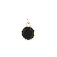 14KY 6mm Round Bezel Set Charm August BirthstoneBlack Spinel