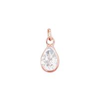 14KR 5X3mm Pear Shape Bezel Set Charm February BirthstoneWhite Topaz