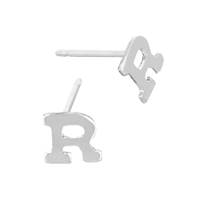 SS 5.6MM Block Style Letter R Stud Earring