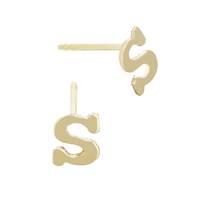 GF 5.6MM Block Style Letter S Stud Earring