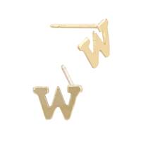 GF 5.6MM Block Style Letter W Stud Earring