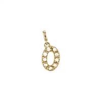 14KY 8.5mm 9dia.07ct Diamond Script Letter O Initial Charm