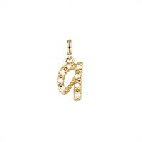 14KY 9.5mm 8dia.06ct Diamond Script Letter Q Initial Charm