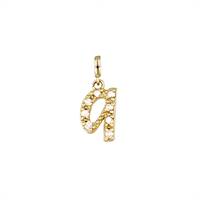 14KY 9.5mm 8dia.06ct Diamond Script Letter Q Initial Charm