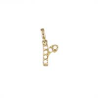 14KY 8mm 6dia.05ct Diamond Script Letter R Initial Charm