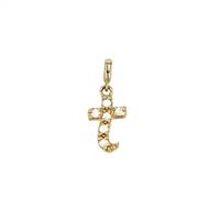 14KY 9mm 6dia.05ct Diamond Script Letter T Initial Charm