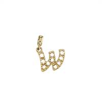 14KY 7.25mm 10dia.08ct Diamond Script Letter W Initial Charm