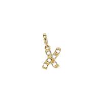 14KY 7mm 6dia.05ct Diamond Script Letter X Initial Charm