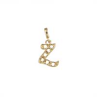 14KY 7.5mm 7dia.06ct Diamond Script Letter Z Initial Charm