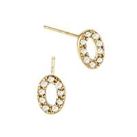 14KY 7.2mm 9Dia.07Ct Diamond Script Letter O Initial Earring