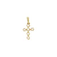 14KY 6.5X9mm 6Dia.08Ct Diamond Cross Charm Prong Setting (Champaigne Diamond)