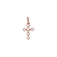 14KR 6.5X9mm 6Dia.08Ct Diamond Cross Charm Prong Setting (Champaigne Diamond)