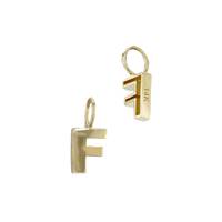 14KY 6mm Letter F Thick Block Style Letter Charm