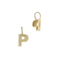 14KY 6mm Letter P Thick Block Style Letter Charm