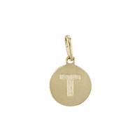 14KY 9mm Letter T Round Disc Letter Charm