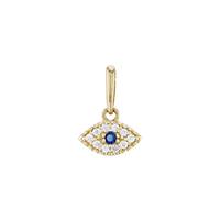 14KY 7.5mmx4mm Cubic Zirconia Evil Eye Sapphire Stone Charm