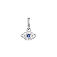 14KW 7.5mmx4mm Cubic Zirconia Evil Eye Sapphire Stone Charm