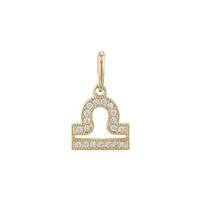 14KY 9mm Cubic Zirconia Libra Charm