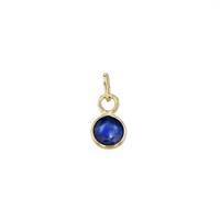 14KY 3mm Round Bezel Set Charm September Birthstone Sapphire