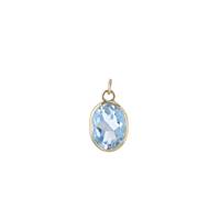 14KY 4x3mm Blue Topaz Oval Bezel Set Charm December Birthstone