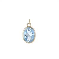 14KY 7x5mm Blue Topaz Oval Bezel Set Charm December Birthstone