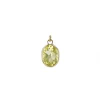 14KY 4x3mm Lemon Quartz Oval Bezel Set Charm November Birthstone