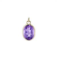 14KY 7x5mm Amethyst Oval Bezel Set Charm February Birthstone