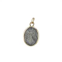 14KY 8x6mm Labradorite Oval Bezel Set Charm March Birthstone