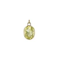 14KY 6x4mm Lemon Quartz Oval Bezel Set Charm November Birthstone