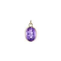 14KY 6x4mm Amethyst Oval Bezel Set Charm February Birthstone