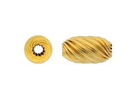 14KY 5X7.5MM TWISTED CORRUGATED OVAL BEAD