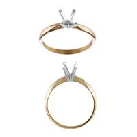 14KW;Y 6x4mm 50pts Two Tone Emerald Cut Solitaire