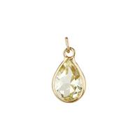 14KY 6X4mm Pear Shape Bezel Set Charm November Birthstone Lemon Quartz